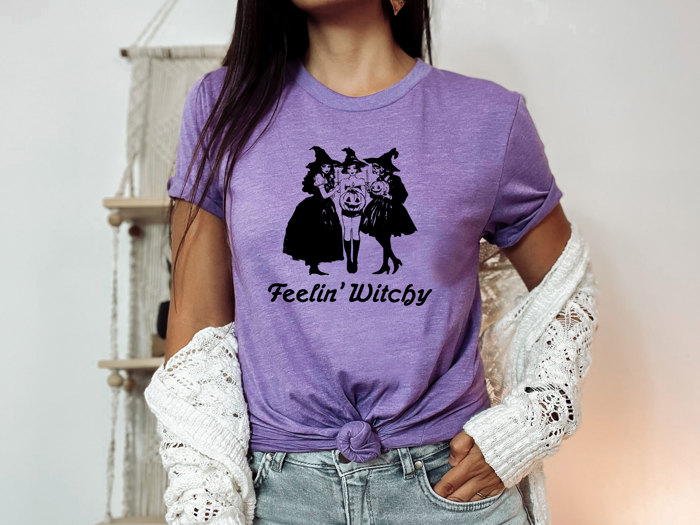 Feelin' Witchy | Enchanted Spirits: A Captivating Coven Celebration Soft Cozy Longer Length Unisex Graphic Tee T-shirt