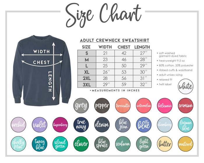 19 Colors - 100% Cotton Goodness Soft Style Garment-Dyed Crewneck Sweatshirt