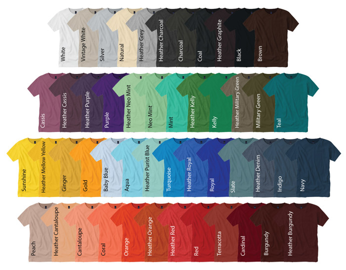 50 Colors - Ultra Soft T-Shirt (Crewneck) | Jersey Tee (Unisex) | Tultex