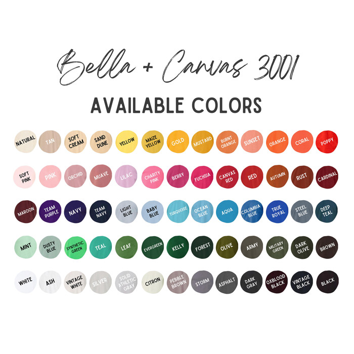 80+ Colors - T-Shirt (Crewneck) | 100% Cotton Solid Colors Jersey Tee (Unisex) | Bella Canvas