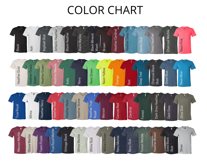 21 Colors T-Shirt (V-Neck) |  Heathered Super Soft Bella Canvas T-Shirt