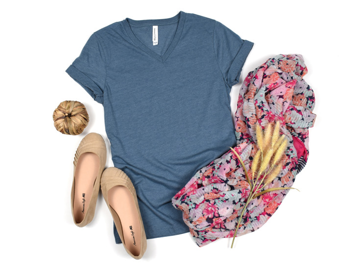 21 Colors T-Shirt (V-Neck) |  Heathered Super Soft Bella Canvas T-Shirt