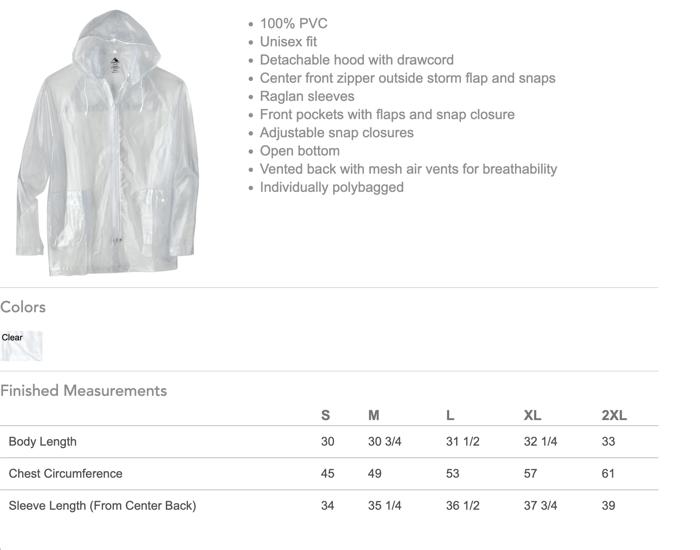 Unisex Clear Hooded Rain Jacket