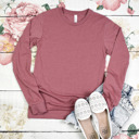  30+ Colors - Ultra Soft T-Shirt Fabric Long Sleeve (Crewneck) | Poly-Cotton Heathered Colors Jersey (Unisex) Bella Canvas