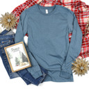  30+ Colors - Ultra Soft T-Shirt Fabric Long Sleeve (Crewneck) | Poly-Cotton Heathered Colors Jersey (Unisex) Bella Canvas