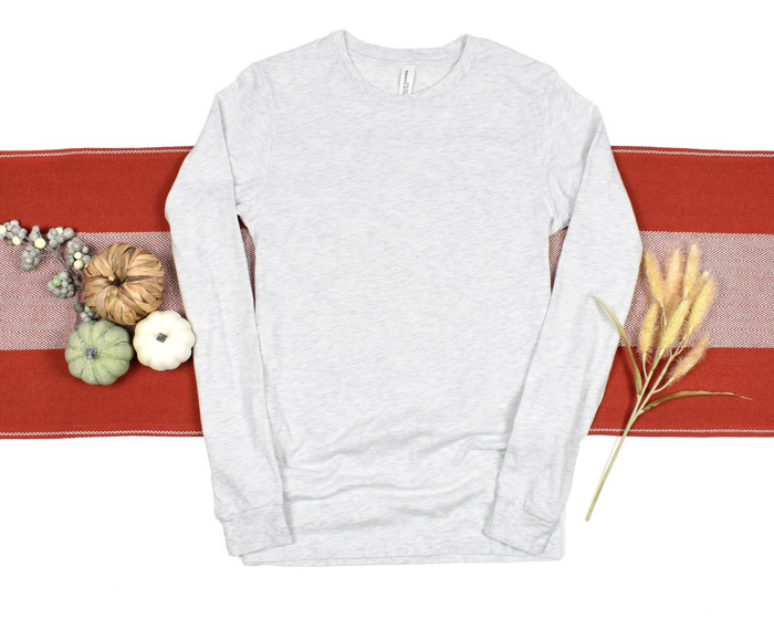 30+ Colors - Ultra Soft T-Shirt Fabric Long Sleeve (Crewneck) | Poly-Cotton Heathered Colors Jersey (Unisex) Bella Canvas