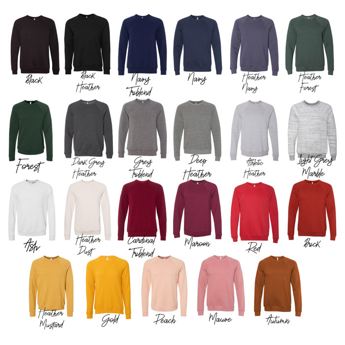 40+ Colors - Sweatshirt (Crewneck) | Sponge Fleece Raglan (Unisex) | Bella Canvas