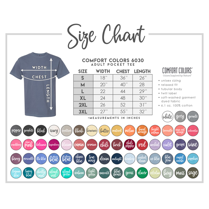 60+ Colors - Soft Washed Pocket T-Shirt Heavyweight (Unisex) Comfort Colors