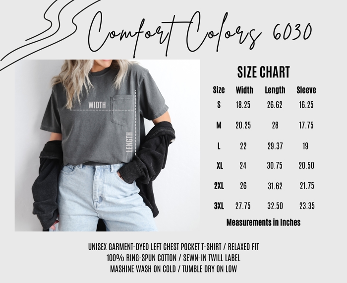 60+ Colors - Soft Washed Pocket T-Shirt Heavyweight (Unisex) Comfort Colors
