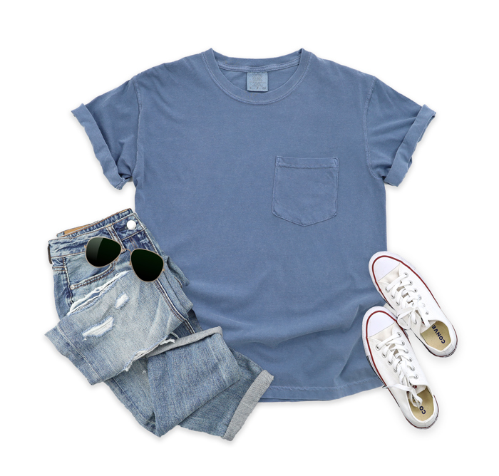 60+ Colors - Soft Washed Pocket T-Shirt Heavyweight (Unisex) Comfort Colors