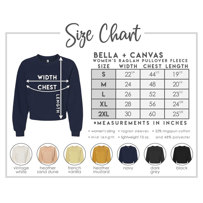 7 Colors - Butter Soft Bella Canvas Women's Crop Raglan Fleece Crewneck Sweatshirt