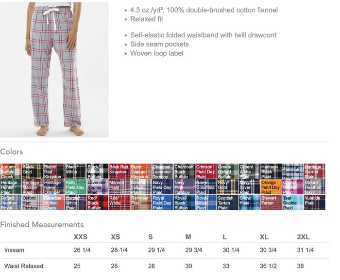 45 Colors - Super Soft and Comfy Flannel Pants (Women's) Soft Haley with Heart Embellishment