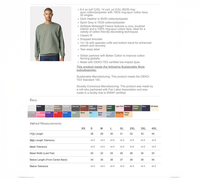 27 Unique Colors - Softstyle Midweight Crewneck Sweatshirt