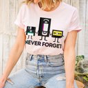  Never Forget VHS Floppy Disk Tape Deck 1980s 80s Retro Nostalgia Millenial Throwback Soft Cozy Longer Length Unisex Graphic Tee T-shirt