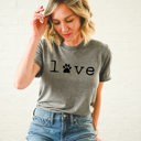  Dog Paw Print Love Word | UNISEX Relaxed Jersey T-Shirt for Women Soft Cozy Longer Length Unisex Graphic Tee T-shirt