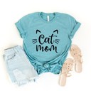  Cat Ears Mom Saying Soft Cozy Longer Length Unisex Graphic Tee T-shirt