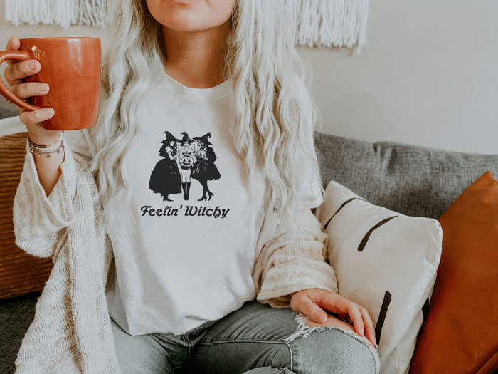 Feelin' Witchy | Enchanted Spirits: A Captivating Coven Celebration Soft Cozy Longer Length Unisex Graphic Tee T-shirt