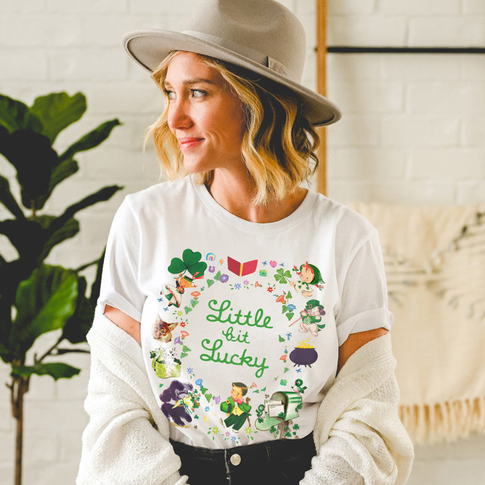 Embrace a Little Bit of Luck! Little Bit Lucky Vintage Retro Soft Cozy Longer Length Unisex Graphic Tee T-shirt