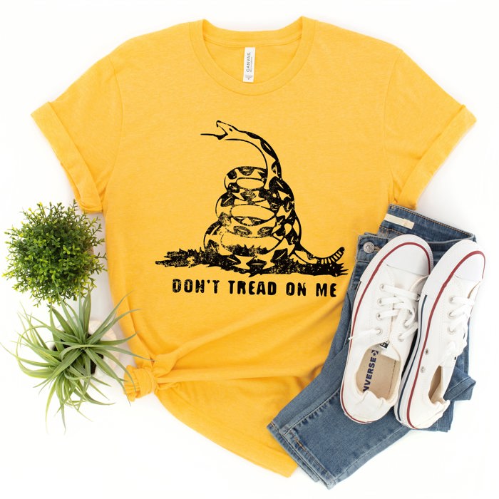 Don't Tread on Me Vintage Nostalgia Timber Rattlesnake Gadsen Fla Soft Cozy Longer Length Unisex Graphic Tee T-shirt