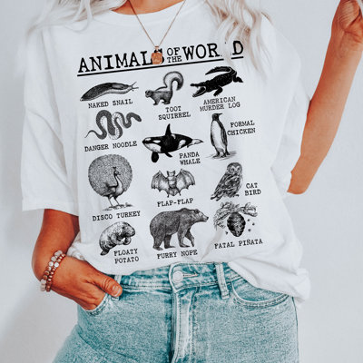 Funny Sarcastic Animals Of The World | DesIndie | UNISEX Relaxed Jersey T-Shirt for Women Soft Cozy Longer Length Unisex Graphic Tee T-shirt