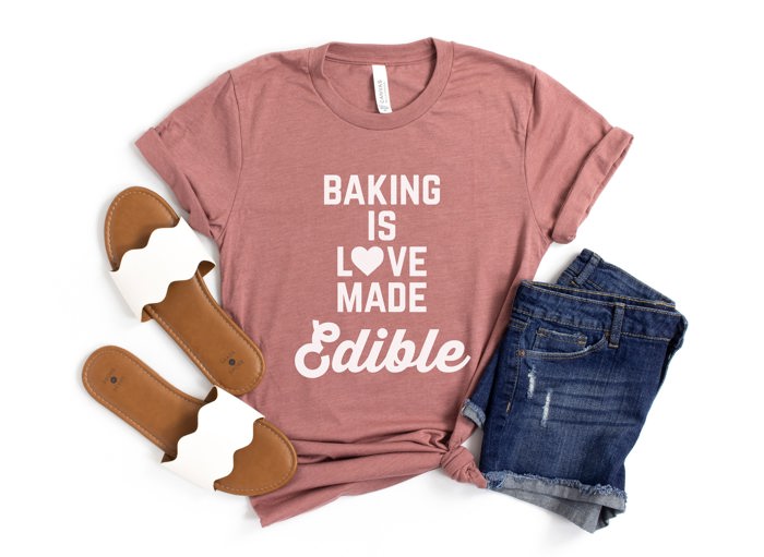 Baking is Love made edible bakers gonna bake Soft Cozy Longer Length Unisex Graphic Tee T-shirt