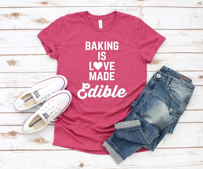 Baking is Love made edible bakers gonna bake Soft Cozy Longer Length Unisex Graphic Tee T-shirt