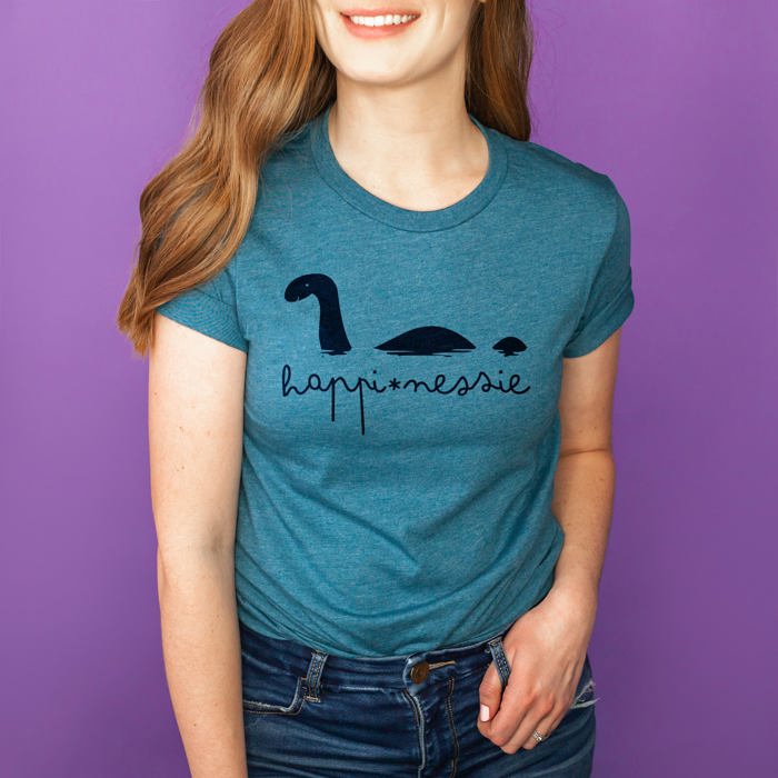 Happinessie Happy Loch Ness Monster Nessie | Soft Unisex T-shirt for Women Soft Cozy Longer Length Unisex Graphic Tee T-shirt