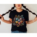  Faux Floral Boquet Soft Cozy Longer Length Unisex Graphic Tee T-shirt