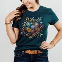  Faux Floral Boquet Soft Cozy Longer Length Unisex Graphic Tee T-shirt