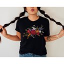  Faux Floral Boquet Red Rose Soft Cozy Longer Length Unisex Graphic Tee T-shirt