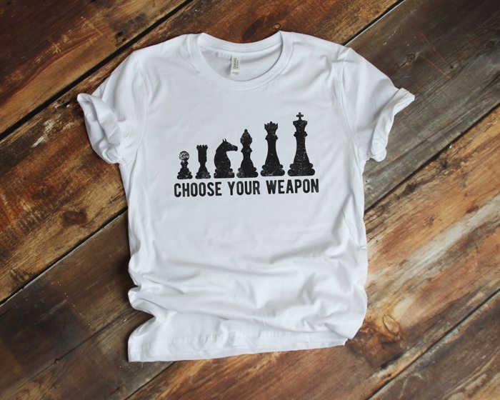 Choose your weapon chess board pieces Soft Cozy Longer Length Unisex Graphic Tee T-shirt