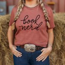  Book Nerd cursive handwriting Soft Cozy Longer Length Unisex Graphic Tee T-shirt