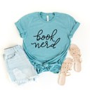  Book Nerd cursive handwriting Soft Cozy Longer Length Unisex Graphic Tee T-shirt