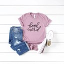  Book Nerd cursive handwriting Soft Cozy Longer Length Unisex Graphic Tee T-shirt