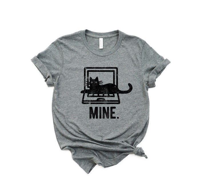 Mine Keyboard Cat Soft Cozy Longer Length Unisex Graphic Tee T-shirt