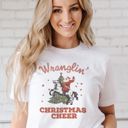  Wranglin Christmas Cheer - Santa Riding a Horse - Soft Cotton Solid Colors Jersey Tee (Unisex)  Bella Canvas, T-Shirt