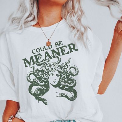 Medusas Witty Comeback - Could Be Meaner on Soft Solid Colors Jersey Tee (Unisex)  Bella Canvas, T-Shirt (Crewneck) 