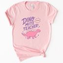  Dino-Myte Teacher Cute Pink Stegosaurus Dinosaur -Soft Comfy Cotton Solid Colors Jersey Tee (Unisex)  Bella Canvas
