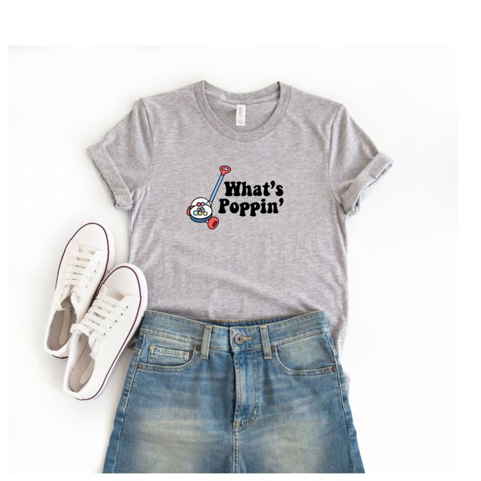Whats Poppin Vintage Popping Roller Toy Funny Cute Nostalgic 1980s Style - T-Shirt (Crewneck) Cozy  Bella Canvas, T-