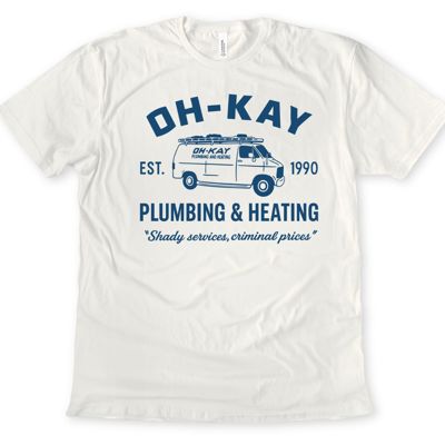 Oh-Kay Heating and Plumbing 1990s Christmas Movie Nostalgia - T-Shirt (Crewneck)  100 Cotton Solid Colors Jersey Tee (Unisex)  Bella Canvas, T-Shirt (Crewne