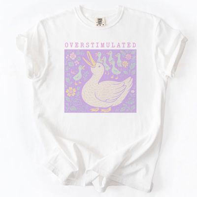 Overstimulated Mama Duck Funny Relatable Mom Humor - Ultra Cozy Heavyweight Tee (Unisex)  Comfort Colors