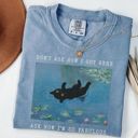  Funny Impressionist Monet Waterlilies Painting Black Cat - Ultra Cozy Heavyweight Tee
