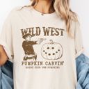  Wild West Pumpkin Carving Funny Western Halloween Fall - Soft and Comfy Cotton Heavyweight Tee (Unisex)  Comfort Colors