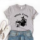  Witch Crafts Funny Halloween Crafting Fall Witch - T-Shirt (Crewneck)  100 Cotton Solid Colors Jersey Tee (Unisex)  Bella Canvas, T-Shirt (Crewneck)  Poly-C