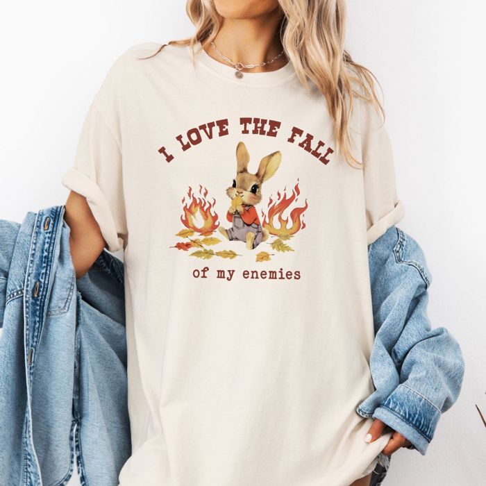 I Love The Fall Of My Enemies Funny Vintage Story Book Rabbit - Comfy Cotton Heavyweight Tee (Unisex)  Comfort Colors