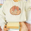  Floral Fall Patchwork Pumpkin Doily Folkart Style - Soft Drop Shoulder Sweatshirt (Crewneck)