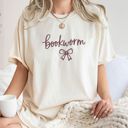  Bookworm With Bow Whimsical Style - T-Shirt (Crewneck)  100 Cotton Heavyweight Tee (Unisex)  Comfort Colors