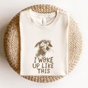  I Woke Up Like This Cute Scruffy Dog Mutt Image - Cozy Crew Neck Bella Canvas T-Shirt 