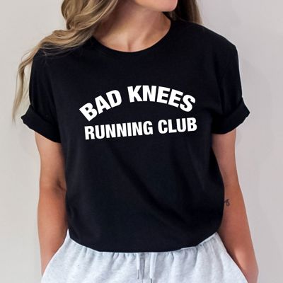Bad Knees Running Club For Truly Dedicated Runners - T-Shirt (Crewneck)  Poly-Cotton Heathered Colors Jersey Tee (Unisex)   Bella Canvas