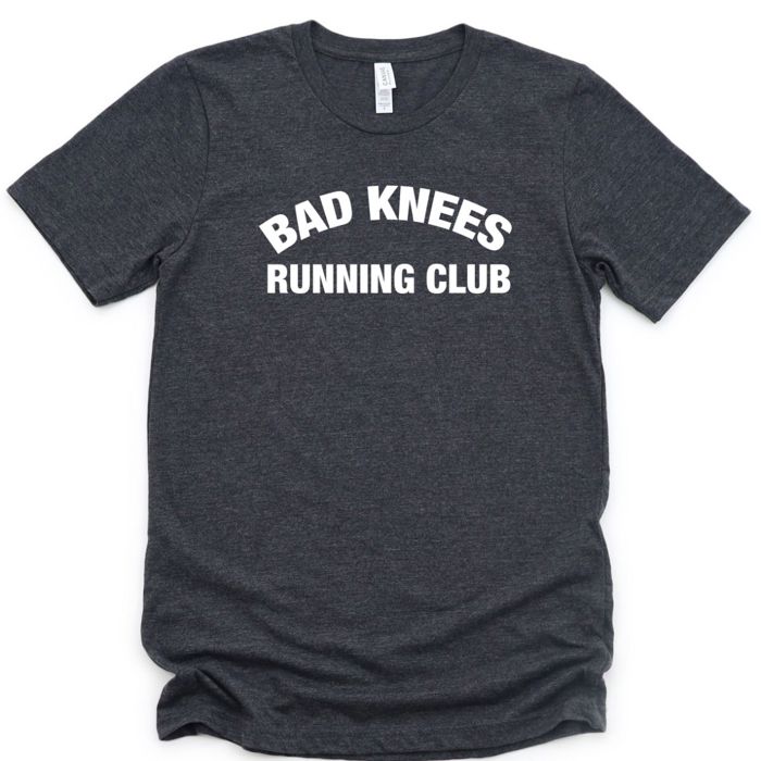 Bad Knees Running Club For Truly Dedicated Runners - T-Shirt (Crewneck)  Poly-Cotton Heathered Colors Jersey Tee (Unisex)   Bella Canvas
